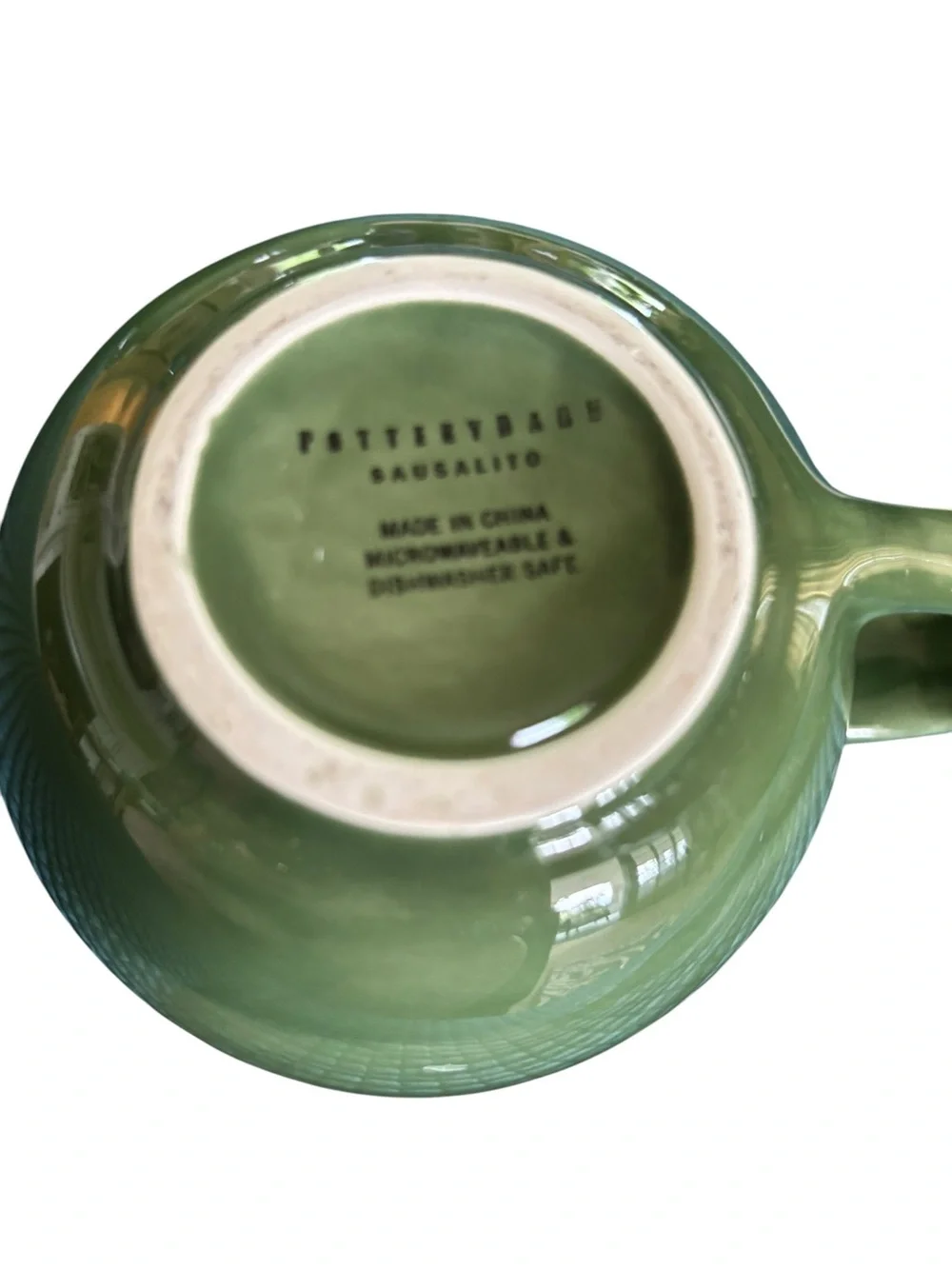Pottery Barn Sausalito Set Two Coffee Mugs Thick Chunky Green Oversized Chic